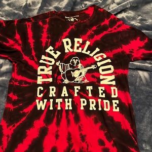 Small mens tie dye true religion shirt